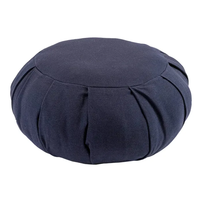Round pleated meditation cushion in deep blue