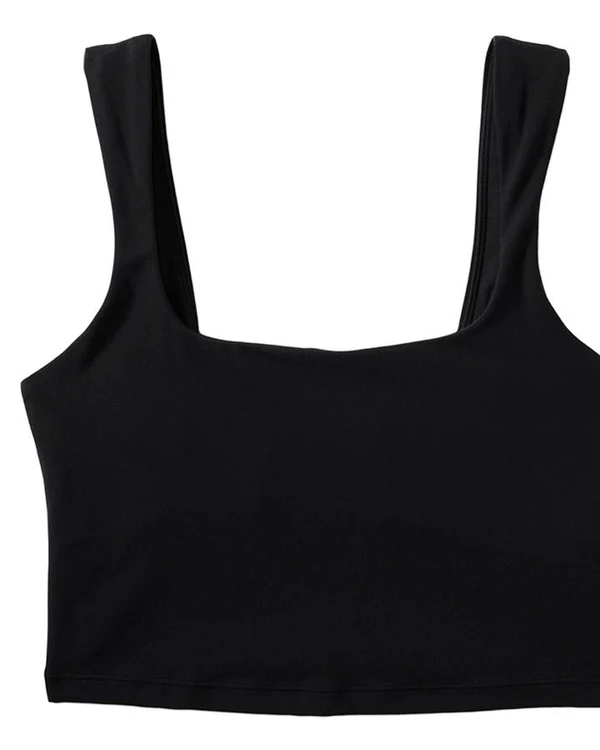 Breath Lace-Up Top — black, flat lay
